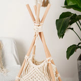 Taooba-Nordic Style Hand-woven Macrame Tapestry Tent with Wooden Stick Holder Kids Cotton Rope  Net Tent Photography Bohemia Decoration