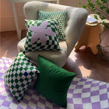 Ins Style Retro Checkerboard Pillow Case Sofa Decoration Pillow Back Cushion Hotel Bedroom Pillow Case Bedside Cushion Lovely