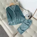 Gray Lace Trim 2PCS Sleepwear Women Velour Shirt&Pants Autumn New Pajamas Set Long Sleeve Sleep Set Velvet Pijamas Suit