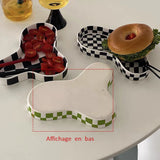 Checkerboard Black White Green Lattice Ceramic Ins Style Jewelry Candle Tray Ornaments Food Storage Plate Decoration Dish