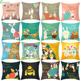 Happy Easter Decorations For Home 2024 Ornaments Bunny Rabbit Eggs Cushion Cover Easter Day decor Kids Easter Gifts Easter Decor