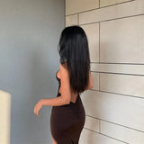 Taooba Mocha After Dinner Backless Midi Dress