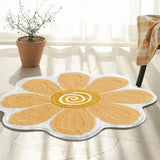 Taooba-Egg Flower Smile Non-Slip Flower Floor Rug Round Shape Entrance Doormat Carpet Absorbent Bathmat For Bed Room Bedside Mats Rug