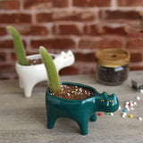 Taooba-Cute Cat Ceramic Garden Flower Pot Animal Image Cactus Plants Planter Succulent Plant Container Tabletop Ornaments Decoration