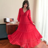 Taooba Spring Autumn Modal Women's Nightgowns Vintage Princess Gauze Long Sleepwear Girls Tiered Night Dress Home Wear