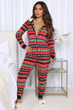 Taooba-Print Christmas Sleepwear 1 Piece Pajama For Adult Women Fall Fashion Casual Long Sleeve Trousers Hooded Jumpsuit Homewear