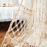 Taooba-Nordic Style Hand-woven Macrame Tapestry Tent with Wooden Stick Holder Kids Cotton Rope  Net Tent Photography Bohemia Decoration