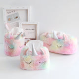 Taooba-Unicorn Tissue Set Tissue Box Case Case Desktop Storage Ins Pink Pink Plush Home Decoration Paper Towel Cover