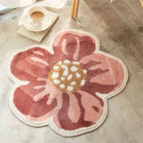 Taooba-Egg Flower Smile Non-Slip Flower Floor Rug Round Shape Entrance Doormat Carpet Absorbent Bathmat For Bed Room Bedside Mats Rug