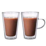 Taooba-380ml Heat-resistant Double-wall Glass Cup With Handle Beer Coffee Cup Handmade Healthy Drink Tea Mugs Transparent Drinkware