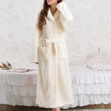 Taooba Christmas Outfit Casual Women Sleepwear Flannel Nightwear Kimono Robe Gown Warm Intimate Lingerie Home Clothes 2021 New Nightdress Homewear