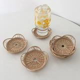 Taooba-Rattan Hand-Woven Coaster Teapot Placemat Japanese Mat Coffee Dessert Tea Dining Table Insulation Pad Kitchen Accessories