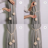 Taooba-Marame Curtain Tieback Curtain Tied Ball Pendant  Mini Tapestry Decoration Hnad-woven Cotton Strap  Curtain Accessories