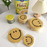 Ins Yellow Smiling Face Coaster Lovely Household Anti Sscalding And Heat Insulation Mat Meal Mat Tabletop Ornament Photo Prop