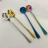 Taooba-Multi Purpose Stainless Steel Ice Spoon Stirred Spoon Titanium Rose Gold Black Gold Colorful Coffee Dessert Spoon Kitchen Tools