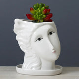 Taooba-Human Face Statue  Ceramics Flowerpot Fleshy Succulent Planter Container Cactus Mini Bonsai Plants Pots for Home Garden Decor