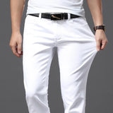 Taooba-Men White Jeans Fashion Casual Classic Style Slim Fit Soft Trousers Male Brand Advanced Stretch Pants