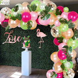 Tropical Hawaiian  Party Decoration Balloon Garland Arch Balloon Chain Pink Flamingo Birthday Decor Summer Hawaii Luau Aloha