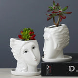 Taooba-Human Face Statue  Ceramics Flowerpot Fleshy Succulent Planter Container Cactus Mini Bonsai Plants Pots for Home Garden Decor