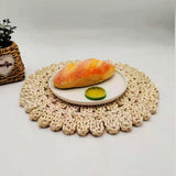 Taooba-Hand-Woven Corn Husk Straw Placemat  Anti-Slip Coffee Mat  Woven Corn Fibres  Flower-shaped Tea Casserole Insulation Table Mat