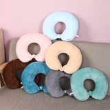 Taooba-New Cotton Solid Color U-Shaped Pillow Soft Neck Pillows Portable Travel Car Air Flight U-shape Cervical Spine Slept Bedding