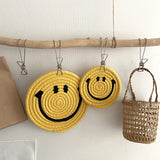 Ins Yellow Smiling Face Coaster Lovely Household Anti Sscalding And Heat Insulation Mat Meal Mat Tabletop Ornament Photo Prop