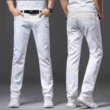 Taooba-Men White Jeans Fashion Casual Classic Style Slim Fit Soft Trousers Male Brand Advanced Stretch Pants