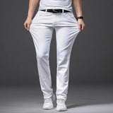 Taooba-Men White Jeans Fashion Casual Classic Style Slim Fit Soft Trousers Male Brand Advanced Stretch Pants