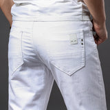 Taooba-Men White Jeans Fashion Casual Classic Style Slim Fit Soft Trousers Male Brand Advanced Stretch Pants