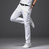 Taooba-Men White Jeans Fashion Casual Classic Style Slim Fit Soft Trousers Male Brand Advanced Stretch Pants