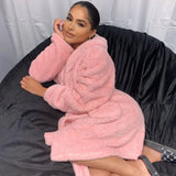 Taooba 2020 Autumn Winter Robes For Women Long Sleeve Hoodies Flannel Nightwear Pajamas Cute Ear Sleepwear Oajamas Fashion Home Clothes