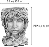 Taooba-Retro Goddess Resin Planter Flower Pot, Character Portrait Statue Art Succulent Flowerpot, Succulent Planting Container Potted