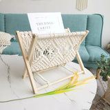 Taooba-Woven Cotton Rope Macrame Storage Rack Desktop Bookshelf Bohemia style Magazine Rack Holder For Books Newspapers