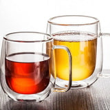 Taooba-250ML/350ML Heat-resistant Double Wall Glass Cup Beer Coffee Cups With Handle Mug Tea Mugs Transparent Drinkware