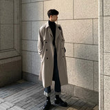 Taooba-Trench coat Brand New Spring Trench Korean Men's Fashion Overcoat Male Long Windbreaker Streetwear Men Coat Outer Wear Clothing