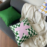 Ins Style Retro Checkerboard Pillow Case Sofa Decoration Pillow Back Cushion Hotel Bedroom Pillow Case Bedside Cushion Lovely