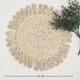 Taooba-Hand-Woven Corn Husk Straw Placemat  Anti-Slip Coffee Mat  Woven Corn Fibres  Flower-shaped Tea Casserole Insulation Table Mat