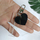 Taooba-Black Heart-Shaped Acrylic Key Chain Decorative Hook Bag Pendant Chain Ins Style Simple Pendant Aadvertising Key Chain