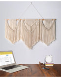 Taooba-Large Macrame Wall Hanging Tapestry  with  Wooden Stick Hand-Woven Bohemia Tassel Curtain Tapestry  Wedding Backgrou Boho Decor