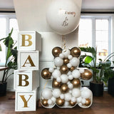 White Gold Baby Shower Box Baby Balloon Boxes Baby Blocks for Boys Girls Baby Shower Decorations Gender Reveal Birthday Party