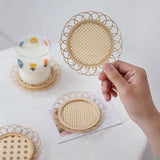 Taooba-Rattan Hand-Woven Coaster Teapot Placemat Japanese Mat Coffee Dessert Tea Dining Table Insulation Pad Kitchen Accessories