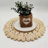 Taooba-Hand-Woven Corn Husk Straw Placemat  Anti-Slip Coffee Mat  Woven Corn Fibres  Flower-shaped Tea Casserole Insulation Table Mat