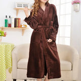 Taooba Christmas Outfit Casual Women Sleepwear Flannel Nightwear Kimono Robe Gown Warm Intimate Lingerie Home Clothes 2021 New Nightdress Homewear