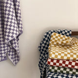 Taooba-Retro Checkerboard Plaid Long-Staple Cotton Towel Soft Skin-Friendly Face Towels Absorption Bathtowel for Home & Hotel Supplies