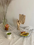 French Retro Metal Mesh Tray Hollowed Out Fruit Tray Shop Decoration Plate Room Simple And Unique Creative Style Retro Basket