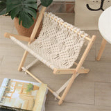 Taooba-Woven Cotton Rope Macrame Storage Rack Desktop Bookshelf Bohemia style Magazine Rack Holder For Books Newspapers