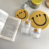 Ins Yellow Smiling Face Coaster Lovely Household Anti Sscalding And Heat Insulation Mat Meal Mat Tabletop Ornament Photo Prop