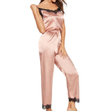 Taooba Women's Satin Jumpsuit Onesie Pajamas Sexy Sleepwear Comfy Pyjamas Gorgeous Bodysuit Lace Loungewear