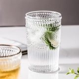 Taooba-Wine Heat-resistant Glass Cup Retro Embossed Phnom Penh Sun Flower Glass Heat-Resistant Breakfast Cup Decoration Drinkware