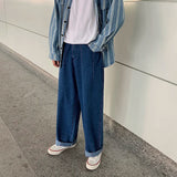 Taooba-Men Wide Leg Jeans Loose Straight Baggy Denim Pant Men's Women's Streetwear Skateboard Pants Oversized Hip Hop Casual Trousers